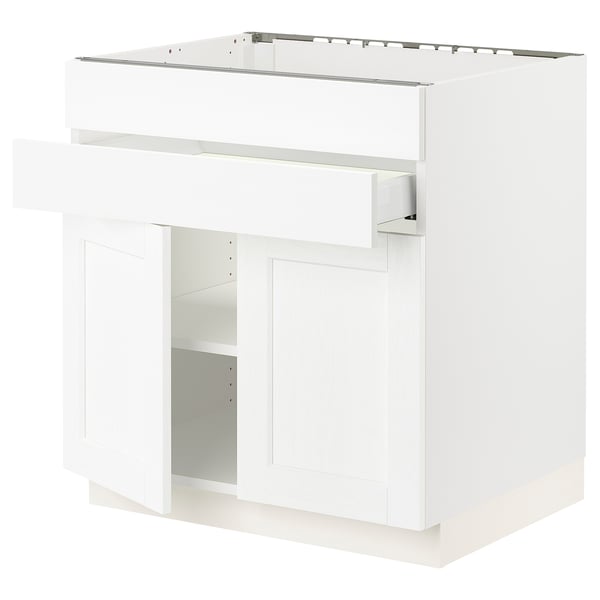 SEKTION / MAXIMERA Gabin bajo p/parilla 2 prts 1 cjn, blanco Enköping/blanco efecto madera, 76x61x76 cm