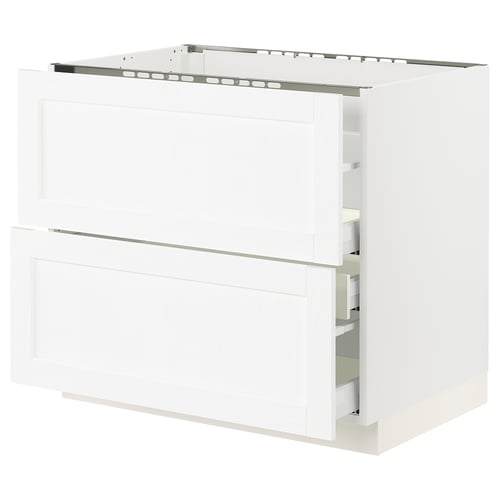 SEKTION / MAXIMERA Gabin bajo p/parilla 3 cajones, blanco Enköping/blanco efecto madera, 91x61x76 cm