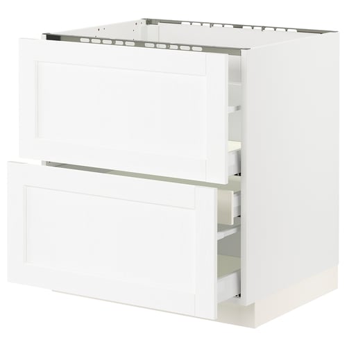 SEKTION / MAXIMERA Gabin bajo p/parilla 3 cajones, blanco Enköping/blanco efecto madera, 76x61x76 cm