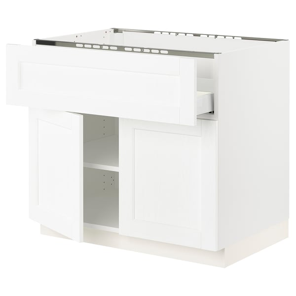 SEKTION / MAXIMERA Gabin bajo p/parrilla 2 prtas 1 cjn, blanco Enköping/blanco efecto madera, 91x61x76 cm