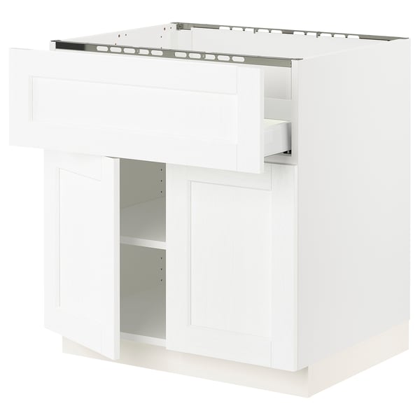 SEKTION / MAXIMERA Gabin bajo p/parrilla 2 prtas 1 cjn, blanco Enköping/blanco efecto madera, 76x61x76 cm