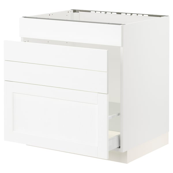 SEKTION / MAXIMERA Gabin bajo p/tarja y bote de basura, blanco Enköping/blanco efecto madera, 76x61x76 cm