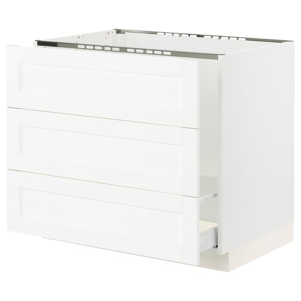 SEKTION / MAXIMERA Gabin bajo p/tarja y bote de basura, blanco Enköping/blanco efecto madera, 91x61x76 cm