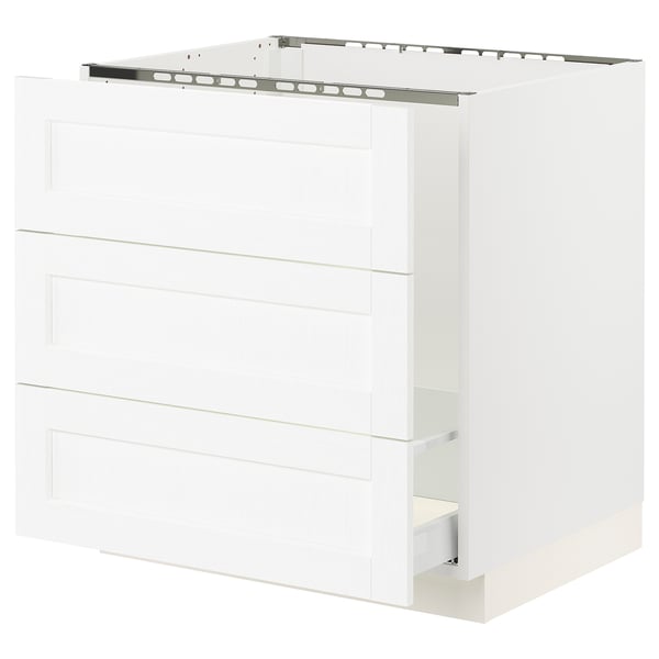 SEKTION / MAXIMERA Gabin bajo p/tarja y bote de basura, blanco Enköping/blanco efecto madera, 76x61x76 cm