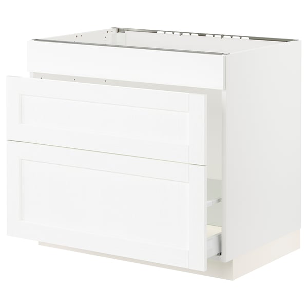 SEKTION / MAXIMERA Gabin bajo p/tarja y bote de basura, blanco Enköping/blanco efecto madera, 91x61x76 cm