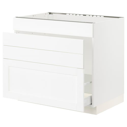 SEKTION / MAXIMERA Gabin bajo p/tarja y bote de basura, blanco Enköping/blanco efecto madera, 91x61x76 cm