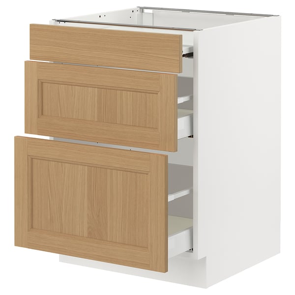 SEKTION / MAXIMERA Gabin bajo sup extensible 2 cajnes, blanco/Vedhamn roble, 61x61x76 cm