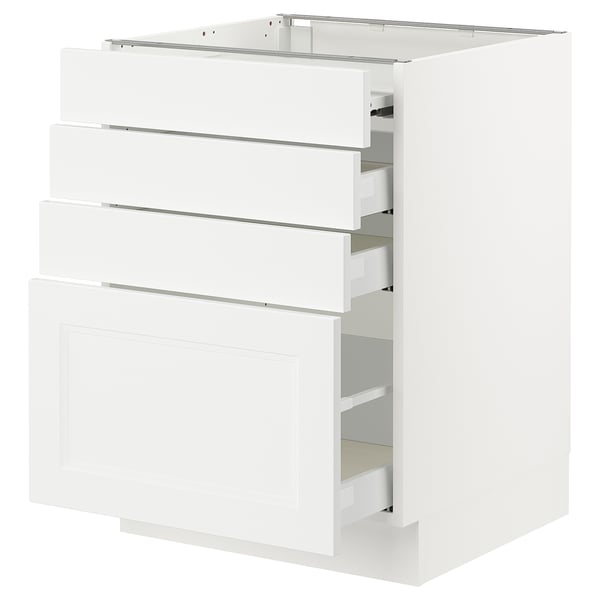SEKTION / MAXIMERA Gabin bajo sup extensible 3 cajnes, blanco/Axstad blanco mate, 61x61x76 cm