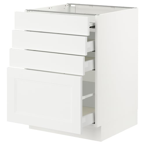SEKTION / MAXIMERA Gabin bajo sup extensible 3 cajnes, blanco/Axstad blanco mate, 61x61x76 cm