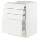 SEKTION / MAXIMERA Gabin bajo sup extensible 3 cajnes, blanco/Axstad blanco mate, 61x61x76 cm