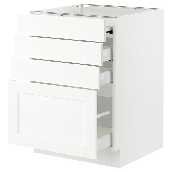SEKTION / MAXIMERA Gabin bajo sup extensible 3 cajnes, blanco Enköping/blanco efecto madera, 61x61x76 cm