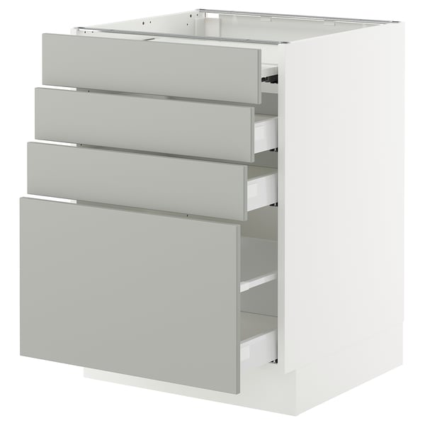 SEKTION / MAXIMERA Gabin bajo sup extensible 3 cajnes, blanco/Havstorp gris claro, 61x61x76 cm