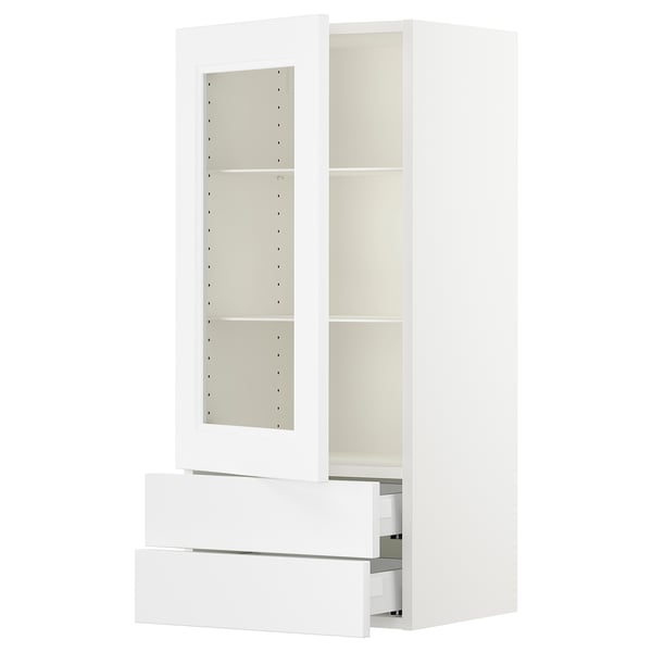 SEKTION / MAXIMERA Gabin pared 1 prta vidrio 2 cajones, blanco/Axstad blanco mate, 46x37x102 cm