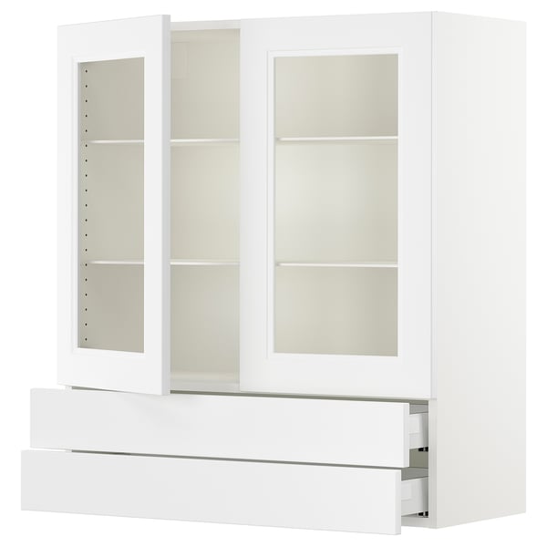 SEKTION / MAXIMERA Gabin pared 2 prtas vidrio 2 cjnes, blanco/Axstad blanco mate, 91x37x102 cm