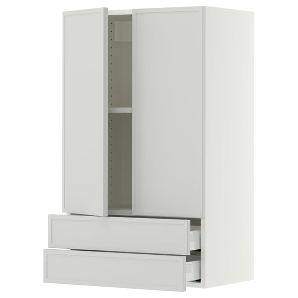 SEKTION / MAXIMERA Gabin pared 2 puertas 2 cajones, blanco/Aspudden gris claro, 61x37x102 cm