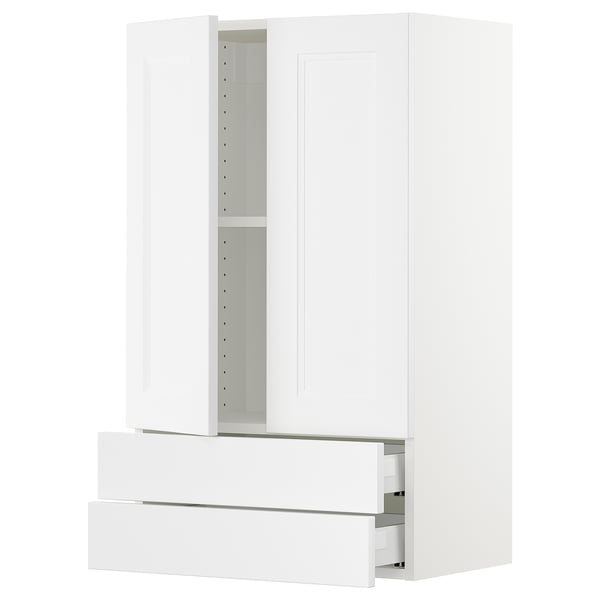 SEKTION / MAXIMERA Gabin pared 2 puertas 2 cajones, blanco/Axstad blanco mate, 61x37x102 cm