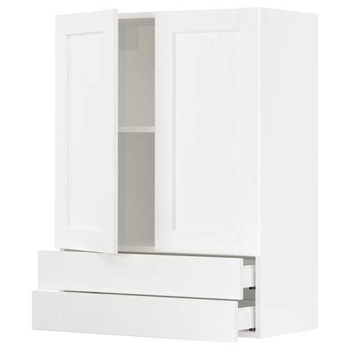 SEKTION / MAXIMERA Gabin pared 2 puertas 2 cajones, blanco Enköping/blanco efecto madera, 76x37x102 cm