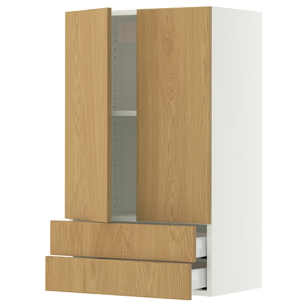SEKTION / MAXIMERA Gabin pared 2 puertas 2 cajones, blanco/Sinarp chapa roble, 61x37x102 cm