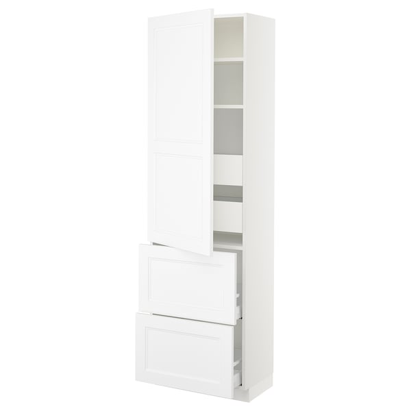 SEKTION / MAXIMERA Gabinete alto 1 puerta 4 cajones, blanco/Axstad blanco mate, 61x37x203 cm