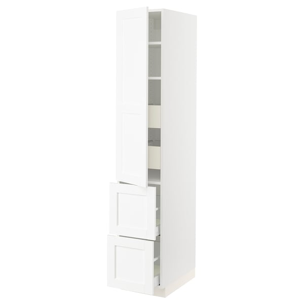 SEKTION / MAXIMERA Gabinete alto 1 puerta 4 cajones, blanco Enköping/blanco efecto madera, 38x61x203 cm