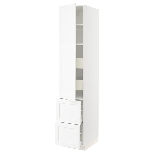 SEKTION / MAXIMERA Gabinete alto 1 puerta 4 cajones, blanco Enköping/blanco efecto madera, 46x61x229 cm