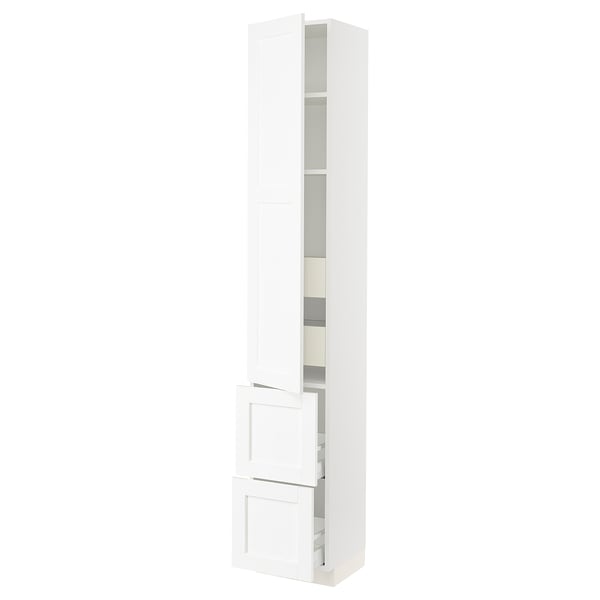 SEKTION / MAXIMERA Gabinete alto 1 puerta 4 cajones, blanco Enköping/blanco efecto madera, 38x37x229 cm