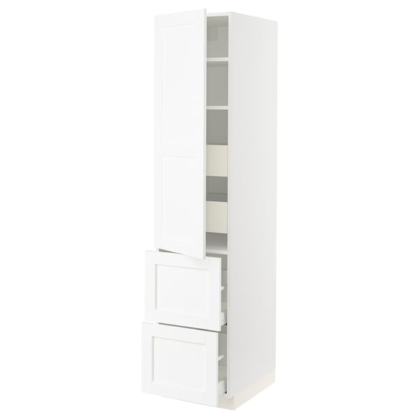 SEKTION / MAXIMERA Gabinete alto 1 puerta 4 cajones, blanco Enköping/blanco efecto madera, 46x61x203 cm