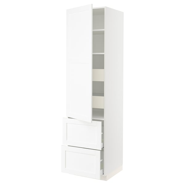 SEKTION / MAXIMERA Gabinete alto 1 puerta 4 cajones, blanco Enköping/blanco efecto madera, 61x61x229 cm