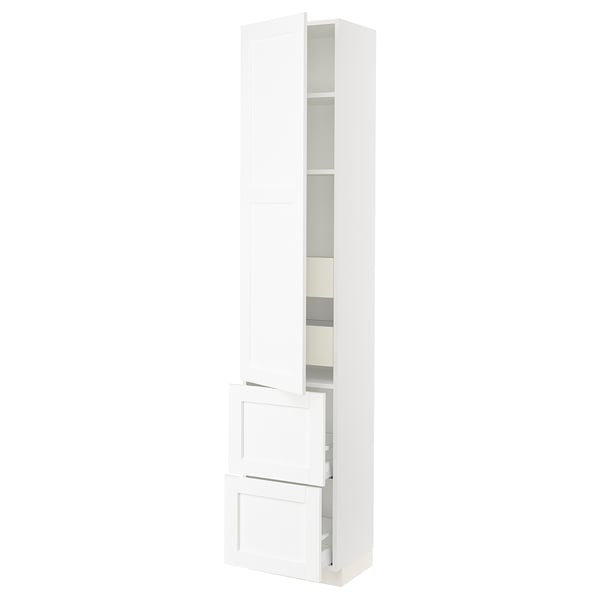 SEKTION / MAXIMERA Gabinete alto 1 puerta 4 cajones, blanco Enköping/blanco efecto madera, 46x37x229 cm