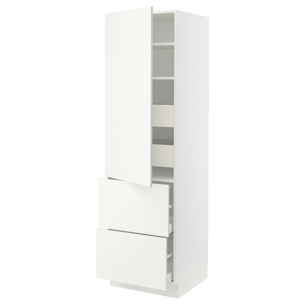 SEKTION / MAXIMERA Gabinete alto 1 puerta 4 cajones, blanco/Vallstena blanco, 61x61x203 cm