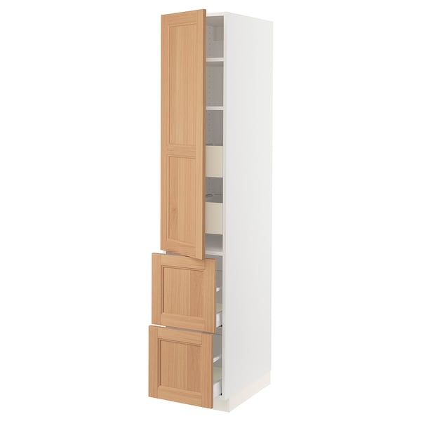 SEKTION / MAXIMERA Gabinete alto 1 puerta 4 cajones, blanco/Vedhamn roble, 38x61x203 cm