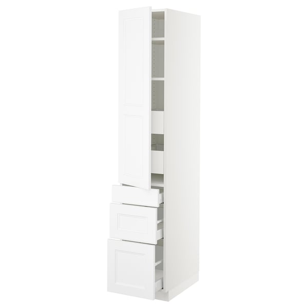 SEKTION / MAXIMERA Gabinete alto 1 puerta 5 cajones, blanco/Axstad blanco mate, 38x61x203 cm