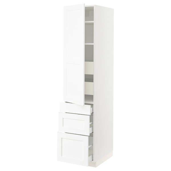 SEKTION / MAXIMERA Gabinete alto 1 puerta 5 cajones, blanco Enköping/blanco efecto madera, 46x61x203 cm