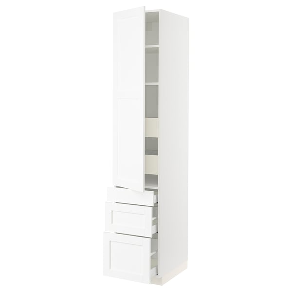 SEKTION / MAXIMERA Gabinete alto 1 puerta 5 cajones, blanco Enköping/blanco efecto madera, 46x61x229 cm