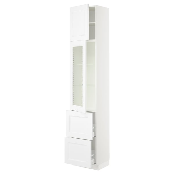 SEKTION / MAXIMERA Gabinete alto 2 puertas 2 cajones, blanco/Axstad blanco mate, 46x37x229 cm