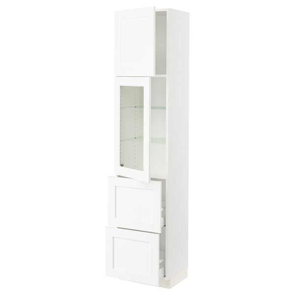 SEKTION / MAXIMERA Gabinete alto 2 puertas 2 cajones, blanco Enköping/blanco efecto madera, 46x37x203 cm