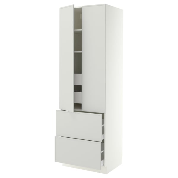 SEKTION / MAXIMERA Gabinete alto 2 puertas 4 cajones, blanco/Aspudden gris claro, 76x61x229 cm