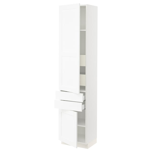 SEKTION / MAXIMERA Gabinete alto 2 puertas 4 cajones, blanco Enköping/blanco efecto madera, 46x37x203 cm