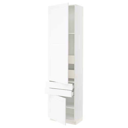SEKTION / MAXIMERA Gabinete alto 2 puertas 4 cajones, blanco Enköping/blanco efecto madera, 61x37x229 cm