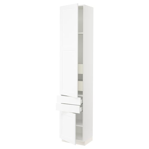 SEKTION / MAXIMERA Gabinete alto 2 puertas 4 cajones, blanco Enköping/blanco efecto madera, 46x37x229 cm