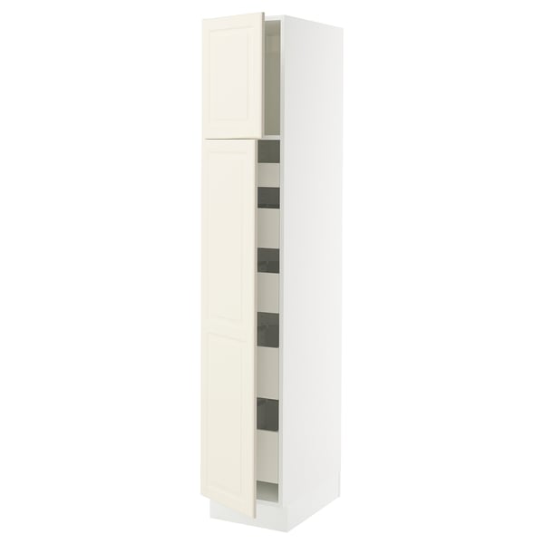 SEKTION / MAXIMERA Gabinete alto 2 puertas 5 cajones, blanco/Bodbyn hueso, 38x61x203 cm