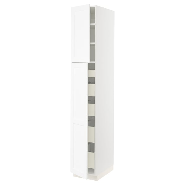 SEKTION / MAXIMERA Gabinete alto 2 puertas 5 cajones, blanco Enköping/blanco efecto madera, 38x61x229 cm