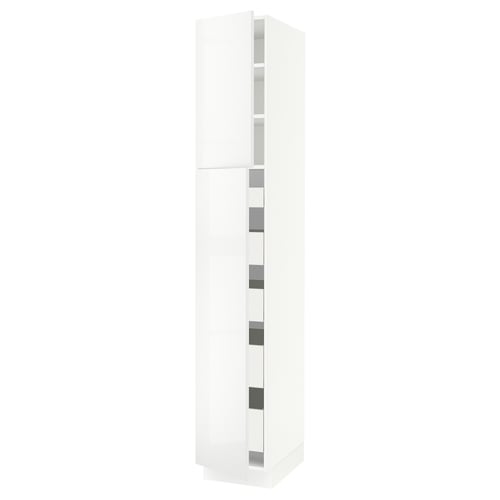 SEKTION / MAXIMERA Gabinete alto 2 puertas 5 cajones, blanco/Ringhult blanco, 38x61x229 cm