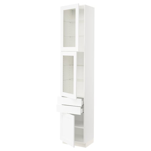 SEKTION / MAXIMERA Gabinete alto 3 puertas 2 cajones, blanco Enköping/blanco efecto madera, 46x37x229 cm