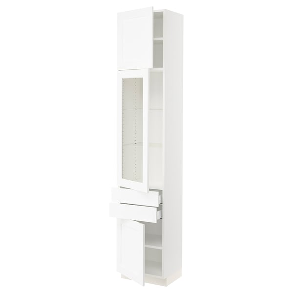 SEKTION / MAXIMERA Gabinete alto 3 puertas 2 cajones, blanco Enköping/blanco efecto madera, 46x37x229 cm