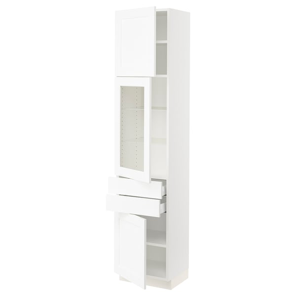 SEKTION / MAXIMERA Gabinete alto 3 puertas 2 cajones, blanco Enköping/blanco efecto madera, 46x37x203 cm