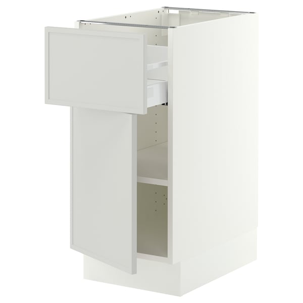 SEKTION / MAXIMERA Gabinete bajo 1 puerta 1 cajón, blanco/Aspudden gris claro, 38x61x76 cm