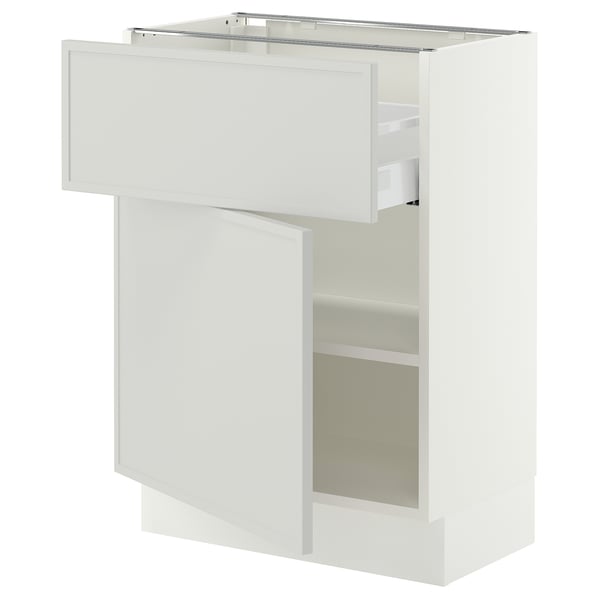 SEKTION / MAXIMERA Gabinete bajo 1 puerta 1 cajón, blanco/Aspudden gris claro, 61x37x76 cm