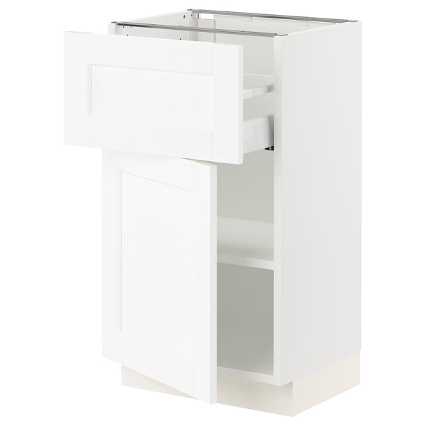 SEKTION / MAXIMERA Gabinete bajo 1 puerta 1 cajón, blanco Enköping/blanco efecto madera, 46x37x76 cm
