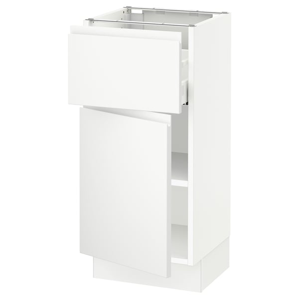 SEKTION / MAXIMERA Gabinete bajo 1 puerta 1 cajón, blanco/Voxtorp blanco mate, 38x37x76 cm